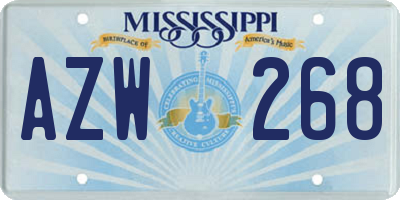 MS license plate AZW268