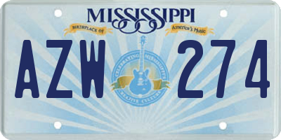 MS license plate AZW274
