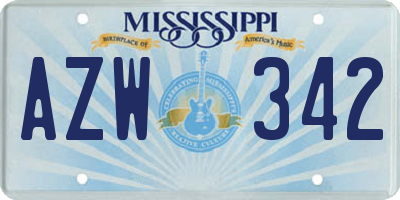 MS license plate AZW342
