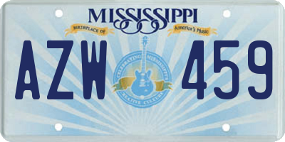 MS license plate AZW459