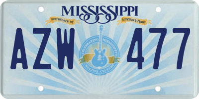 MS license plate AZW477