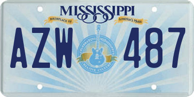 MS license plate AZW487