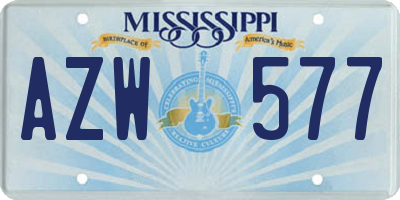 MS license plate AZW577
