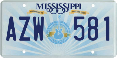 MS license plate AZW581