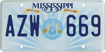 MS license plate AZW669