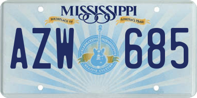 MS license plate AZW685