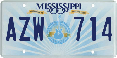 MS license plate AZW714