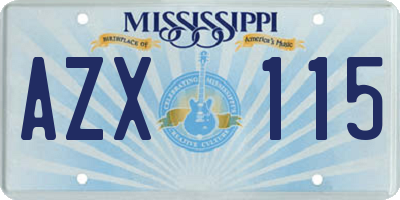 MS license plate AZX115