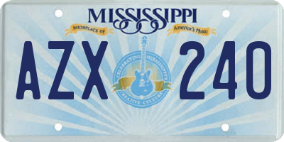 MS license plate AZX240