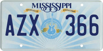 MS license plate AZX366