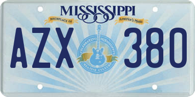 MS license plate AZX380