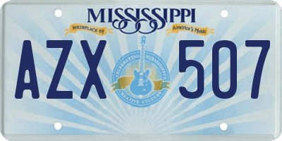 MS license plate AZX507