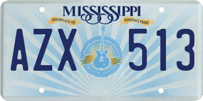 MS license plate AZX513