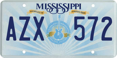 MS license plate AZX572