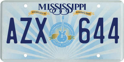 MS license plate AZX644