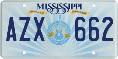 MS license plate AZX662