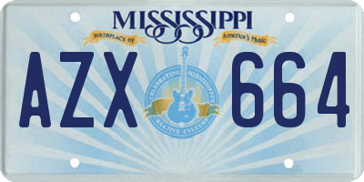 MS license plate AZX664