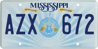 MS license plate AZX672
