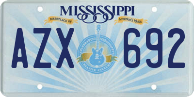 MS license plate AZX692