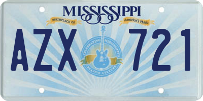 MS license plate AZX721