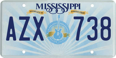MS license plate AZX738