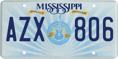 MS license plate AZX806