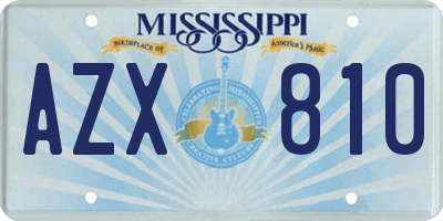 MS license plate AZX810