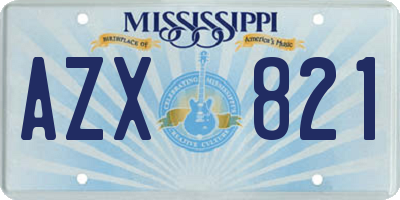 MS license plate AZX821