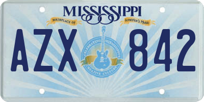 MS license plate AZX842