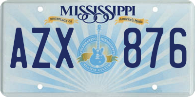 MS license plate AZX876