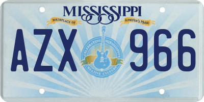MS license plate AZX966