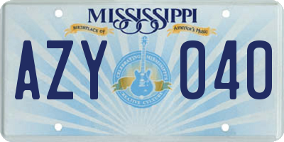 MS license plate AZY040