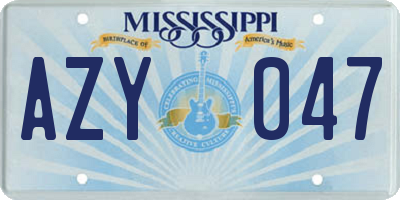MS license plate AZY047