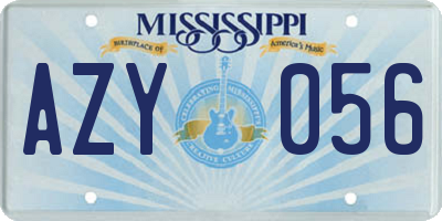 MS license plate AZY056