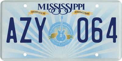 MS license plate AZY064