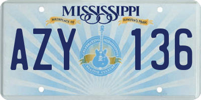MS license plate AZY136