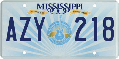 MS license plate AZY218