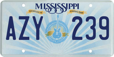 MS license plate AZY239
