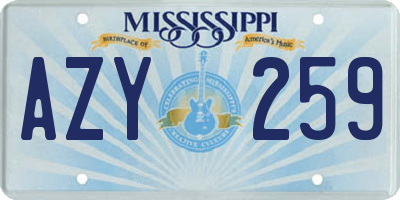 MS license plate AZY259