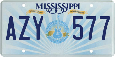 MS license plate AZY577