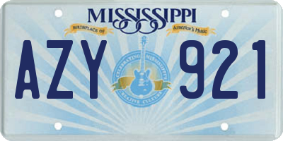 MS license plate AZY921