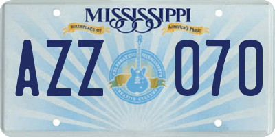 MS license plate AZZ070