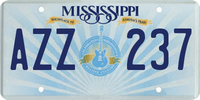 MS license plate AZZ237