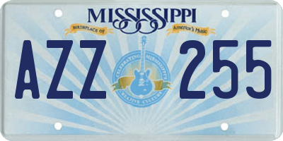 MS license plate AZZ255