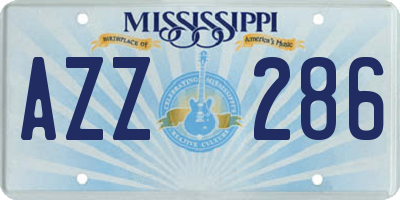MS license plate AZZ286