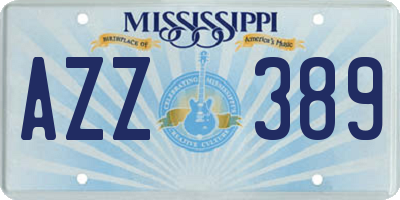 MS license plate AZZ389
