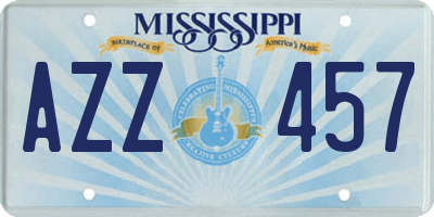 MS license plate AZZ457