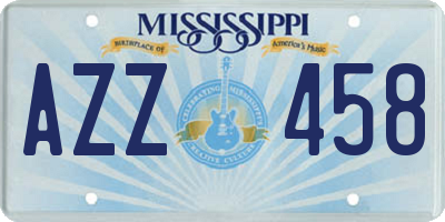 MS license plate AZZ458