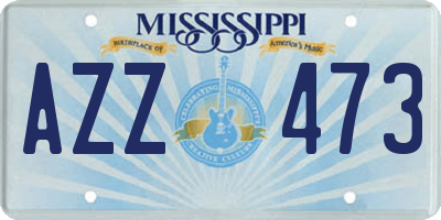 MS license plate AZZ473