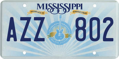 MS license plate AZZ802